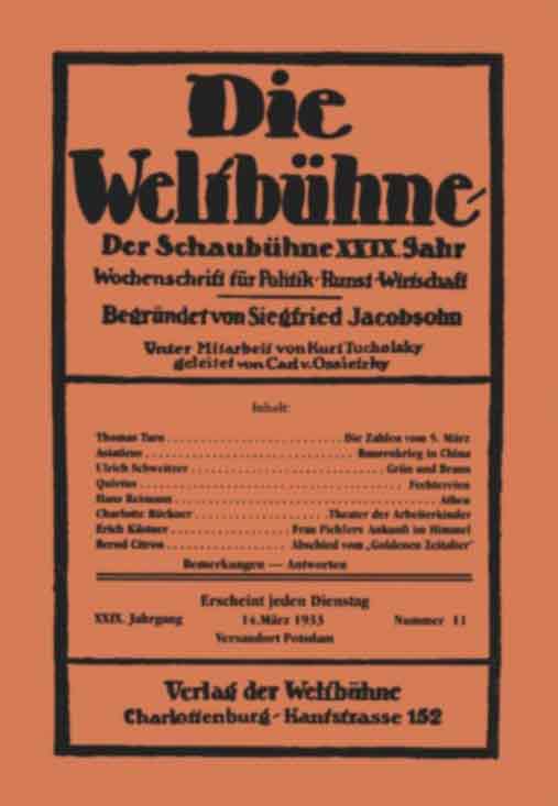 Umschlag Weltbühne 1933