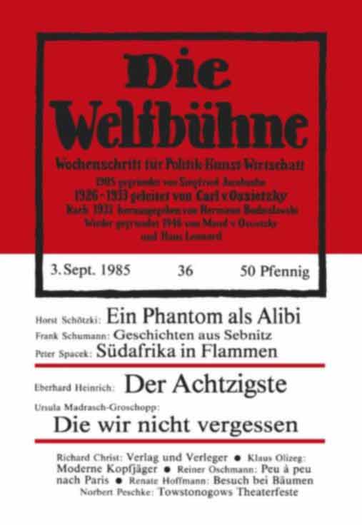 Umschlag Weltbühne 1985